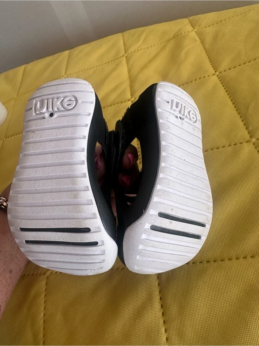 Nike Black Kids Open-Toe Sandals with White Accents